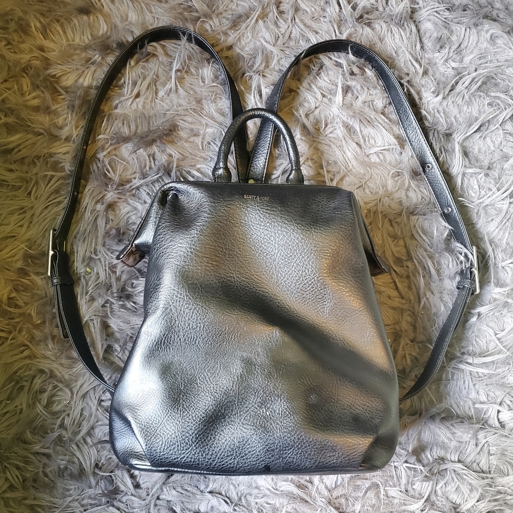 Matt & Nat, Black Vegan Pebbled Leather Backpack
